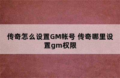 传奇怎么设置GM帐号 传奇哪里设置gm权限